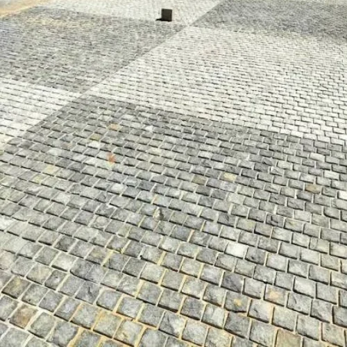 Modern cobblestone driveway project